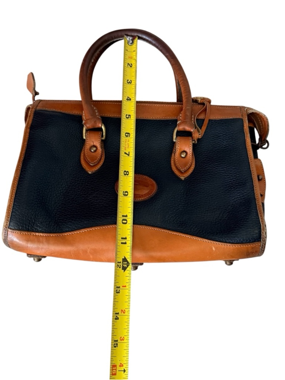 VINTAGE 1990S DOONEY & BOURKE NAVY ALL WEATHER LEATHER SATCHEL HANDBAG - Picture 12 of 16